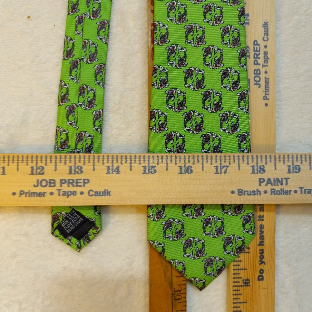 Cape Cod Neckwear Lime Green Pisces Koi Silk REPP Tie 59 x 3 Mens Tie - Picture 8 of 11